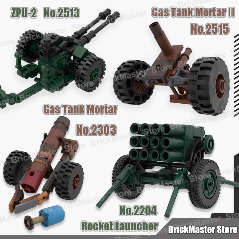 Lego Compatible Military Tank - MOC軍事戦争シーン ガスタンク モルタル ロケットランチャー アクセサリー ビルディングブロック