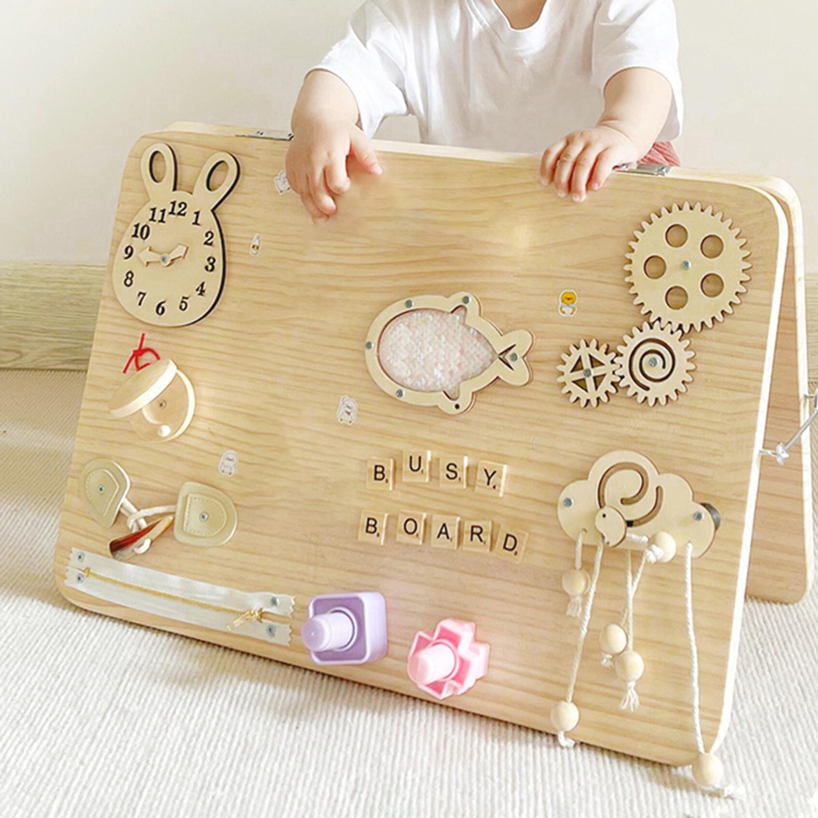 Montessori Wooden Busy Board Toddler - 木製モンテッソーリビジーボードパズル感覚トレーニング教育玩具キット幼児向け就学前活動学習補助具