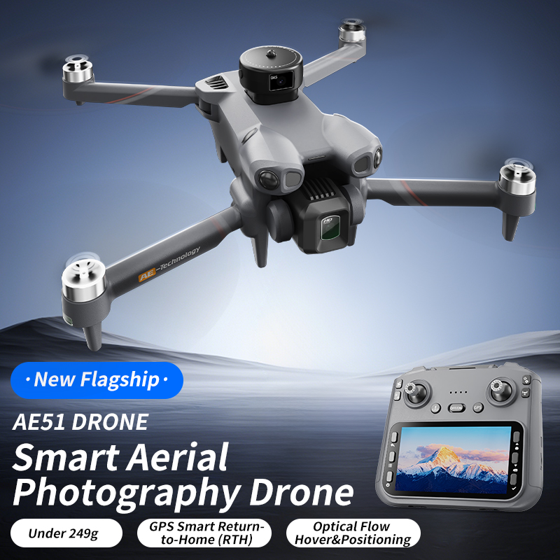 Fpv Brushless Rc Drone 4K - 折りたたみ式RCクアッドコプターAE51 GPSドローン 4.5インチ大画面 4K HD オプティカルフローホバー