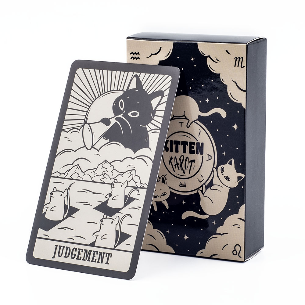 子猫タロットデッキ ​​78 個かわいい黒と白初心者バージョ - Tarot Cards Deck With Guidebook のレビューと価格