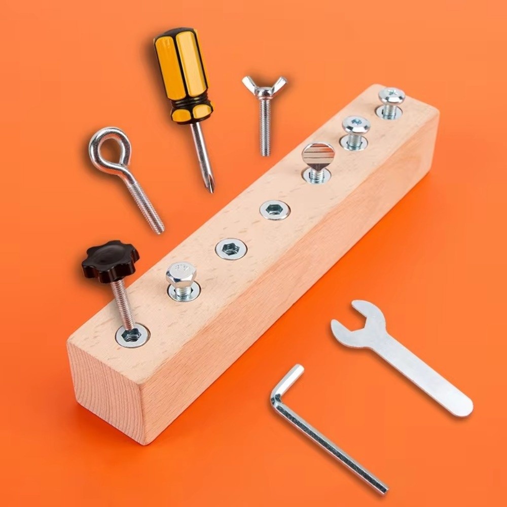 新しいポータブルモンテッソーリスクリューDIYメタルパーツ  - Montessori Wooden Busy Board Toddler のレビューと価格