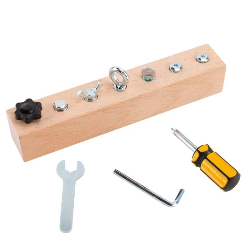 新しいポータブルモンテッソーリスクリューDIYメタルパーツ  - Montessori Wooden Busy Board Toddler のレビューと価格
