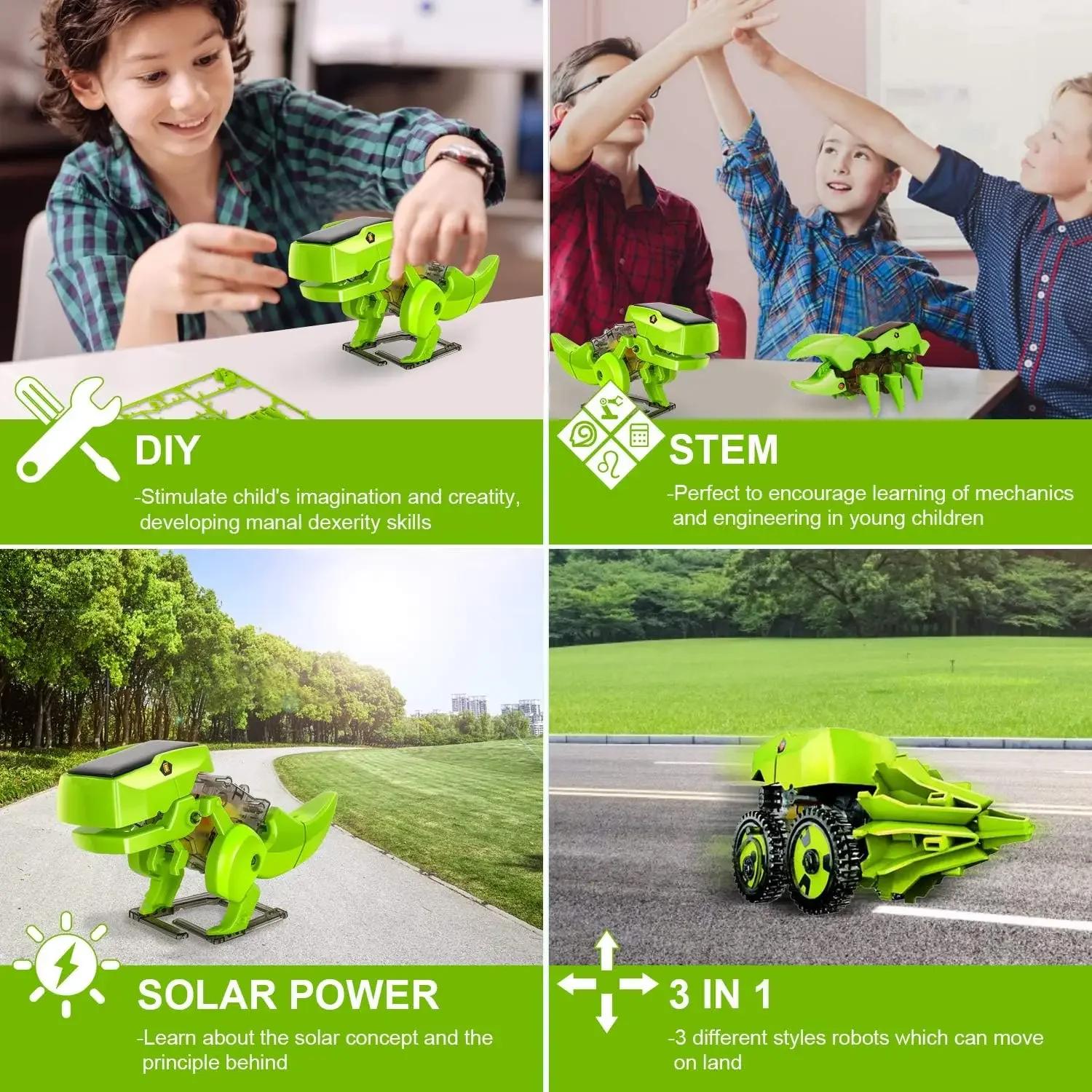 子供のためのソーラーロボットキット,教育玩具,DIY恐竜科学 - Stem Solar Robot Kit For Kids のレビューと価格