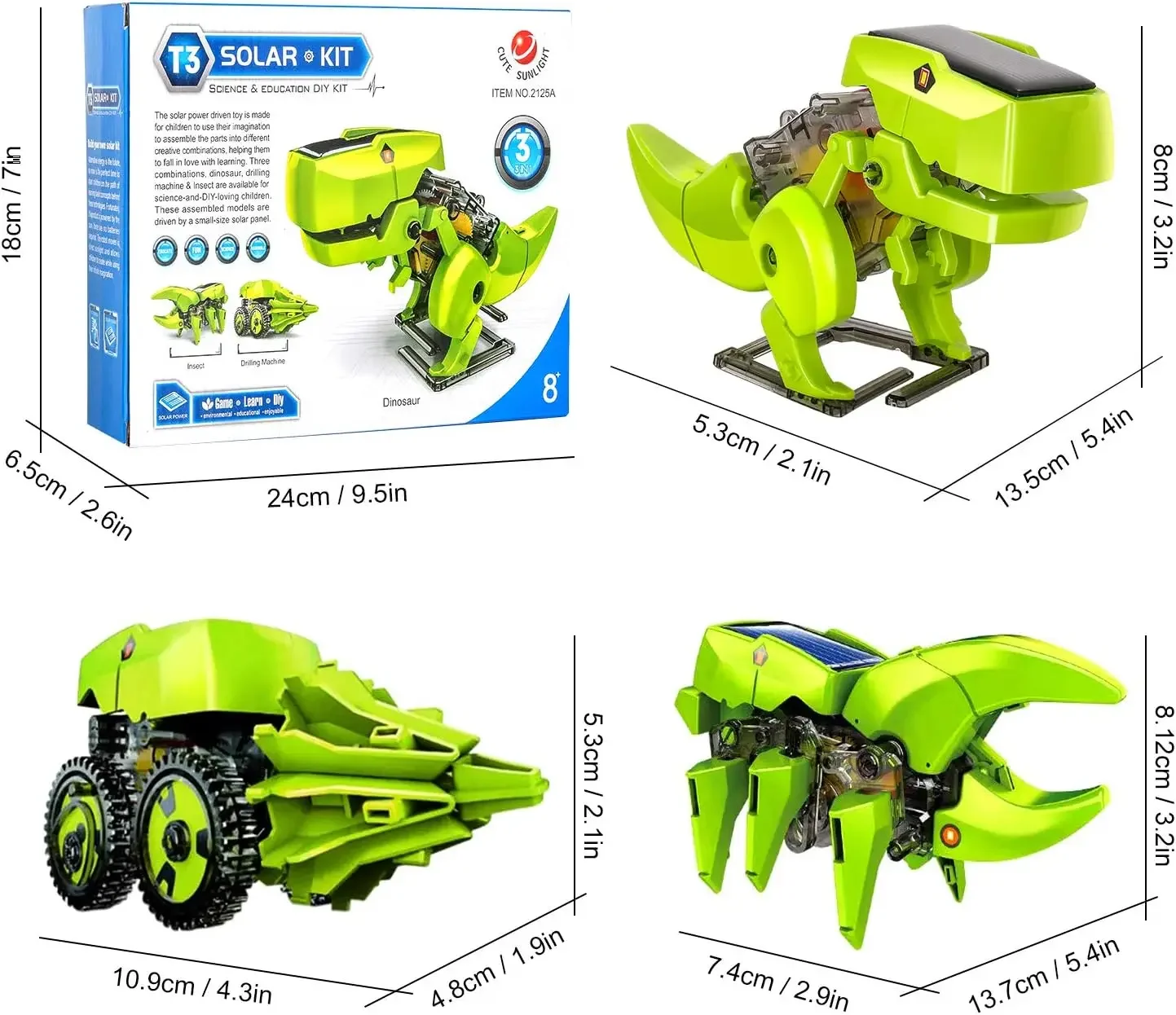 子供のためのソーラーロボットキット,教育玩具,DIY恐竜科学 - Stem Solar Robot Kit For Kids のレビューと価格