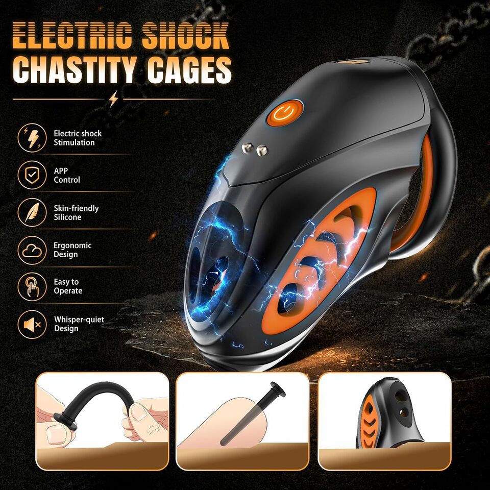 新しいワイヤレスリモコン電気ショックケージ 男性用貞操帯コッ - Remote Control Toys のレビューと価格