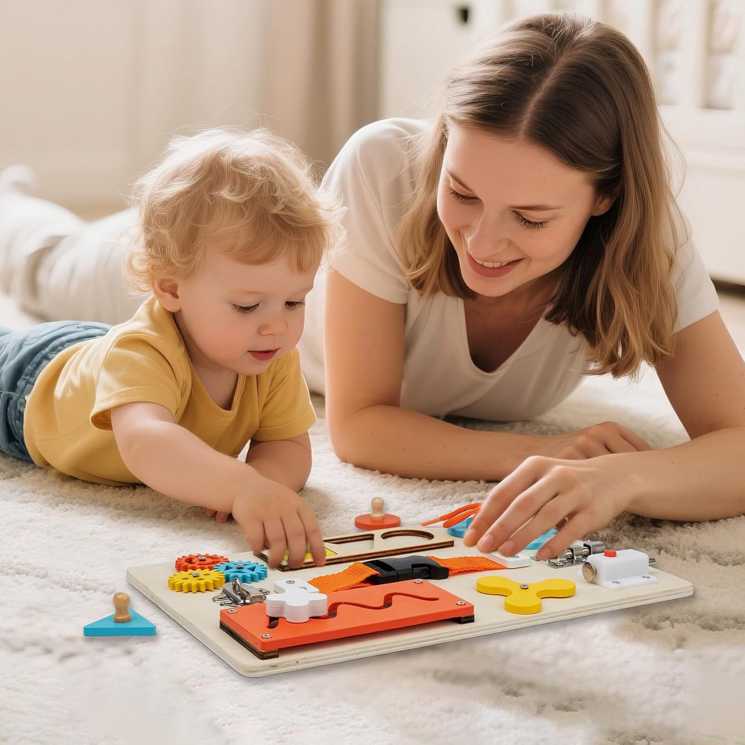 モンテッソーリ ビジーボード 幼児用 木製アクティビティ感覚 - Montessori Wooden Busy Board Toddler のレビューと価格
