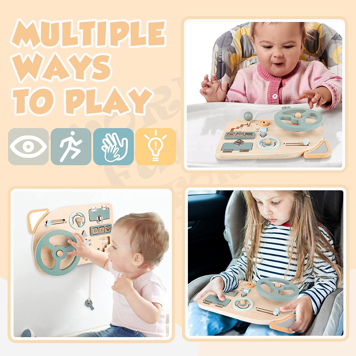 モンテッソーリおもちゃハンドル木製ビジーボード木製感覚玩具幼 - Montessori Wooden Busy Board Toddler のレビューと価格